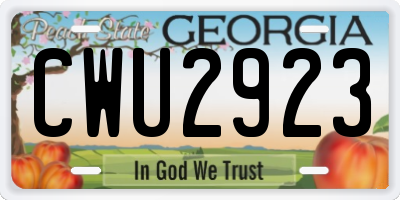 GA license plate CWU2923
