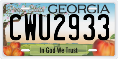 GA license plate CWU2933