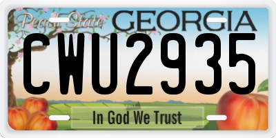 GA license plate CWU2935