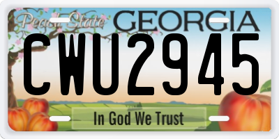 GA license plate CWU2945