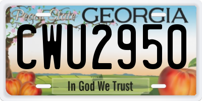 GA license plate CWU2950