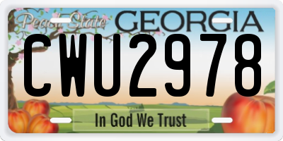 GA license plate CWU2978