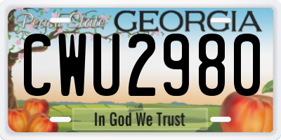 GA license plate CWU2980