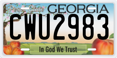 GA license plate CWU2983