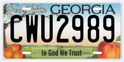 GA license plate CWU2989