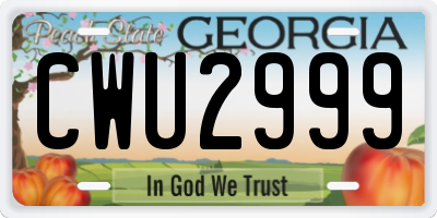 GA license plate CWU2999