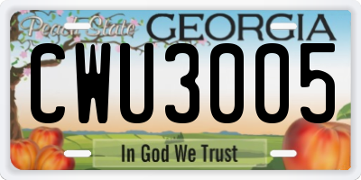 GA license plate CWU3005
