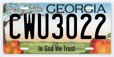 GA license plate CWU3022