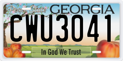 GA license plate CWU3041
