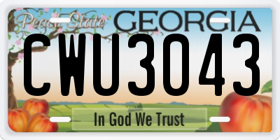 GA license plate CWU3043