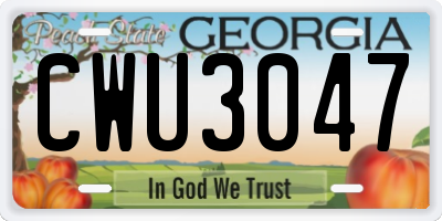 GA license plate CWU3047
