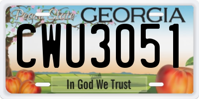 GA license plate CWU3051