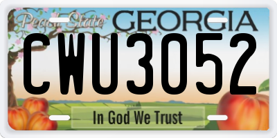 GA license plate CWU3052