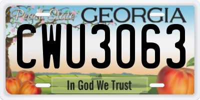 GA license plate CWU3063