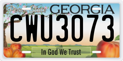 GA license plate CWU3073