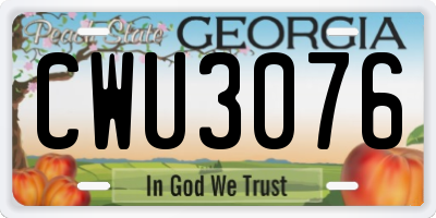 GA license plate CWU3076