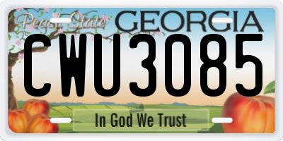GA license plate CWU3085
