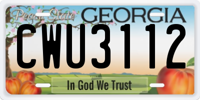 GA license plate CWU3112