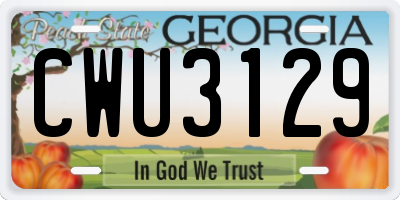 GA license plate CWU3129