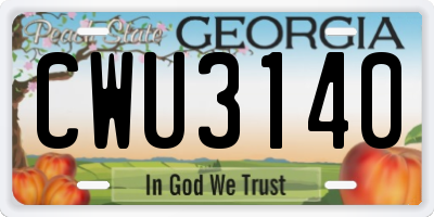 GA license plate CWU3140