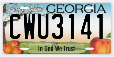 GA license plate CWU3141