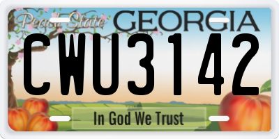 GA license plate CWU3142