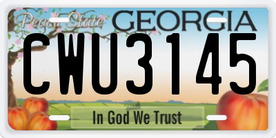 GA license plate CWU3145