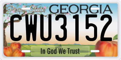 GA license plate CWU3152