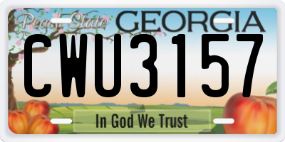 GA license plate CWU3157