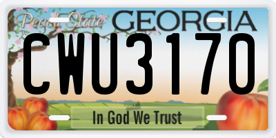 GA license plate CWU3170