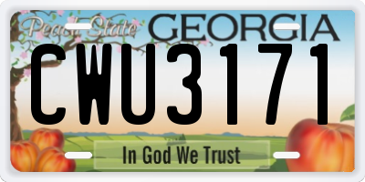 GA license plate CWU3171