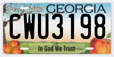 GA license plate CWU3198