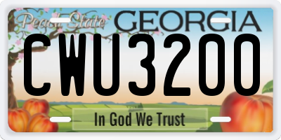 GA license plate CWU3200