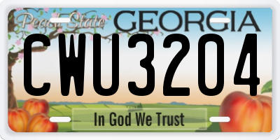 GA license plate CWU3204