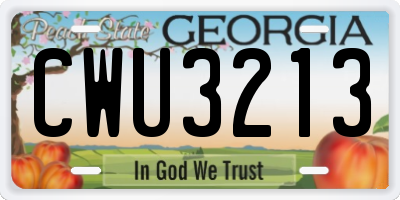 GA license plate CWU3213