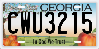 GA license plate CWU3215