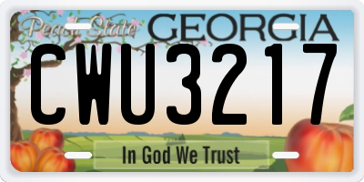 GA license plate CWU3217