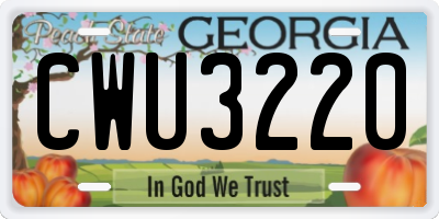 GA license plate CWU3220