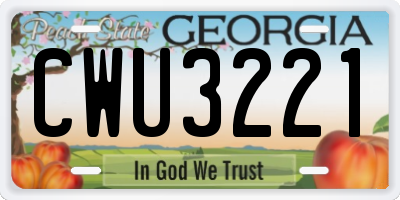GA license plate CWU3221