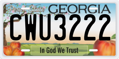 GA license plate CWU3222