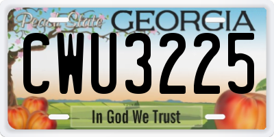 GA license plate CWU3225