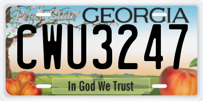 GA license plate CWU3247