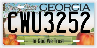 GA license plate CWU3252