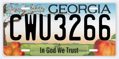 GA license plate CWU3266
