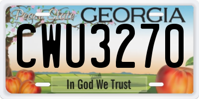 GA license plate CWU3270
