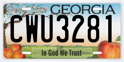 GA license plate CWU3281