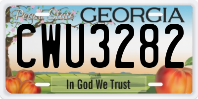 GA license plate CWU3282
