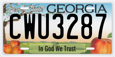 GA license plate CWU3287