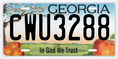 GA license plate CWU3288