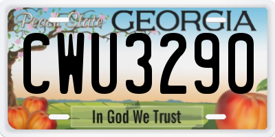 GA license plate CWU3290